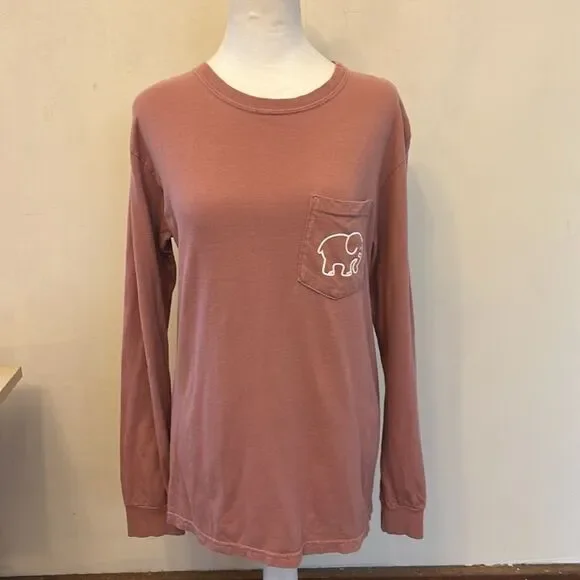 Ivory Ella mauve long sleeve elephant tee shirt Size S EUC - Picture 2 of 6